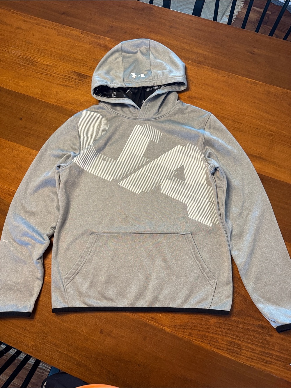 Under Armour Light Gray Hooded Sweatshirt (small stain)